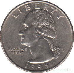 Монета. США. 25 центов 1995 год. Монетный двор D.
