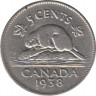 Монета. Канада. 5 центов 1938 год. ав.
