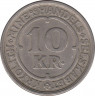 Монета. Гренландия. Криолитовые шахты Ивигтут. 10 крон 1922 год. Медно-никелевый сплав. рев.