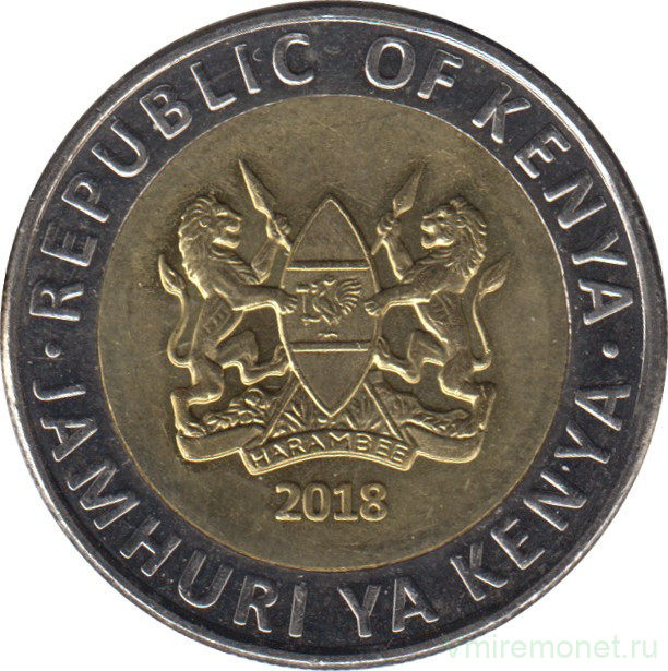Монета. Кения. 20 шиллингов 2018 год.