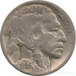 Монета. США. 5 центов 1936 год.