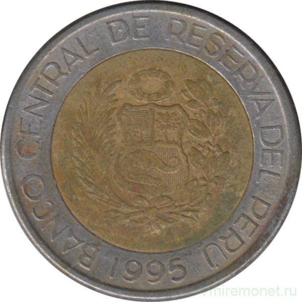 Монета. Перу. 5 солей 1995 год.