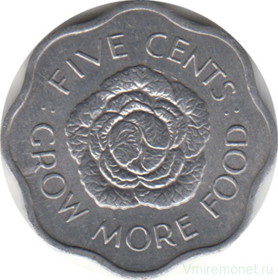 Монета. Сейшельские острова. 5 центов 1972 год. ФАО.