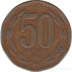 Монета. Чили. 50 песо 1982 год.