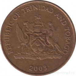 Монета. Тринидад и Тобаго. 5 центов 2003 год.