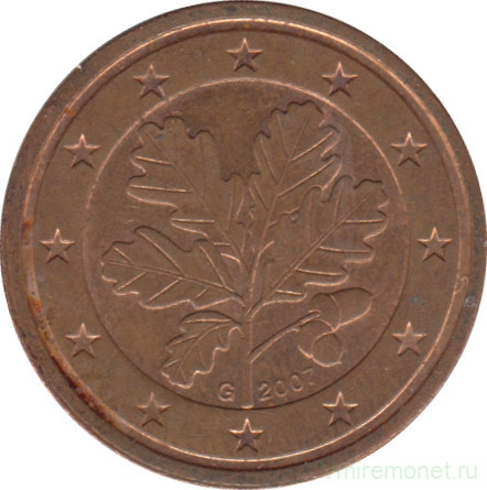 Монета. Германия. 2 цента 2007 год. (G).