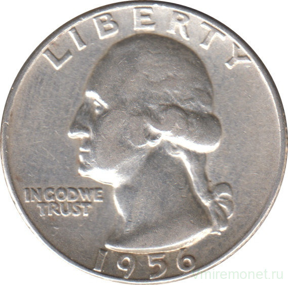 Монета. США. 25 центов 1956 год.
