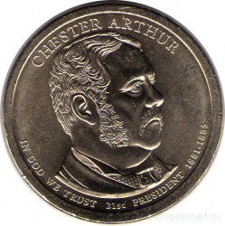 Монета. США. 1 доллар 2012 год. Президент США № 21, Честер Артур. Монетный двор D.