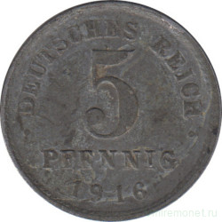 Монета. Германия (Германская империя 1871-1922). 5 пфеннигов 1916 год. (A).