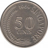 Монета. Сингапур. 50 центов 1969 год. ав.