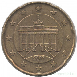 Монета. Германия. 20 центов 2007 год. (J).