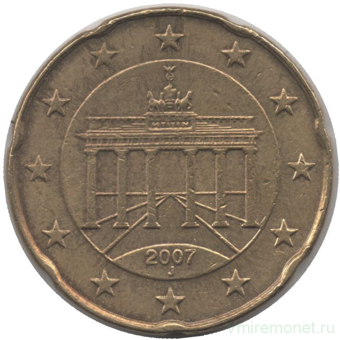 Монета. Германия. 20 центов 2007 год. (J).