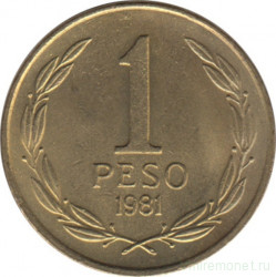 Монета. Чили. 1 песо 1981 год.