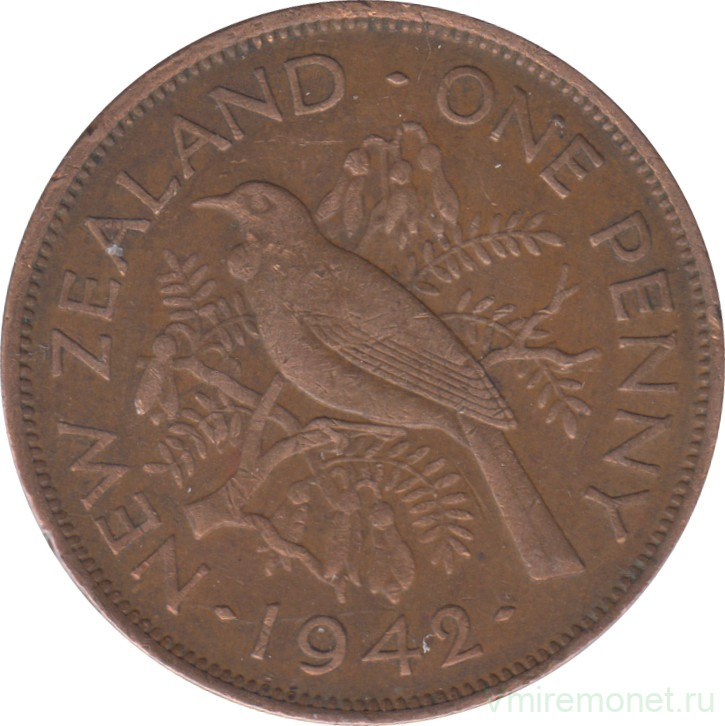 Монета. Новая Зеландия. 1 пенни 1942 год.