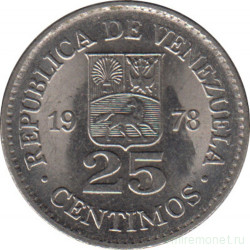 Монета. Венесуэла. 25 сентимо 1978 год.