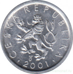 Монета. Чехия. 10 геллеров 2001 год.