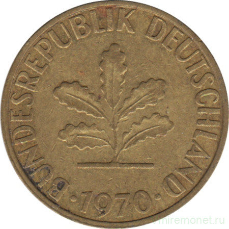 Монета. ФРГ. 5 пфеннигов 1970 год. Монетный двор - Гамбург (J).