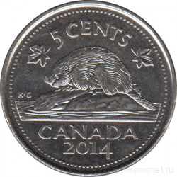 Монета. Канада. 5 центов 2014 год.