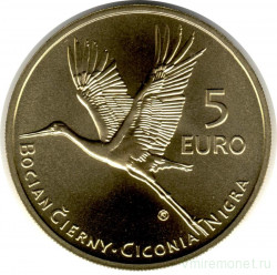Монета. Словакия. 5 евро 2023 год. Черный аист.