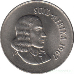 Монета. Южно-Африканская республика (ЮАР). 10 центов 1967 год. Аверс - "SUID-AFRIKA".