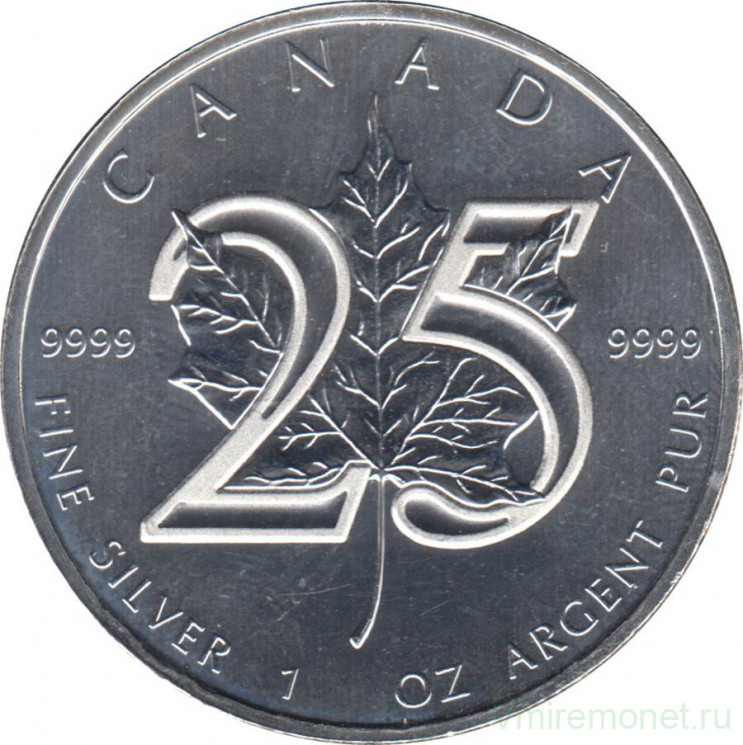 Монета. Канада. 5 долларов 2013 год. 25 лет серебряным монетам "Кленовый лист". 