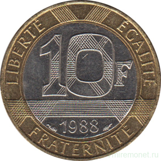 Монета. Франция. 10 франков 1988 год.