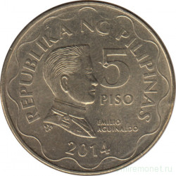Монета. Филиппины. 5 песо 2014 год.