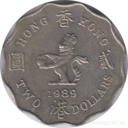 Монета. Гонконг. 2 доллара 1989 год.