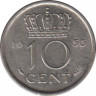 Монета. Нидерланды. 10 центов 1956 год. ав.
