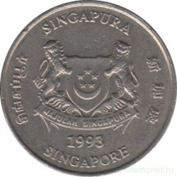 Монета. Сингапур. 20 центов 1993 год.