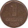 Монета. Аргентина. 1 сентаво 2000 год. ав.