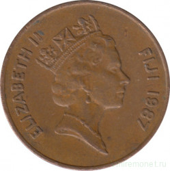 Монета. Фиджи. 2 цента 1987 год.