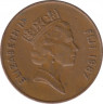 Монета. Фиджи. 2 цента 1987 год. ав.