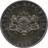 Реверс.Монета. Латвия. 2 лата 2003 год. Корова.