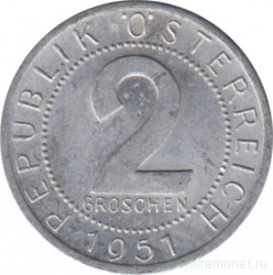 Монета. Австрия. 2 гроша 1951 год.