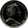 Монета. Великобритания. Южная Георгия и Южные Сэндвичевы острова. 2 фунта 2000 год. 100 лет со дня рождения Королевы-Матери.