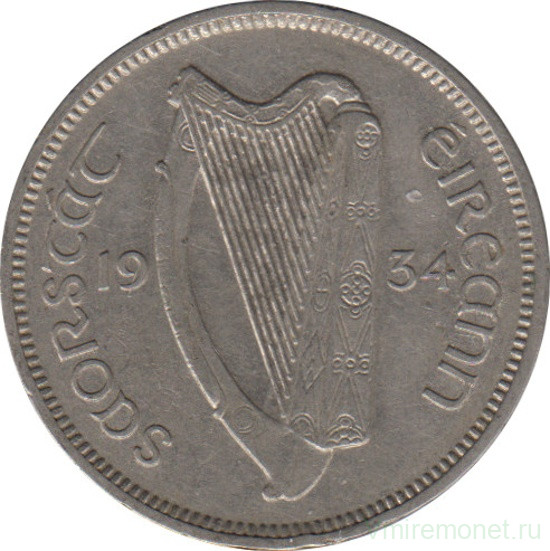 Монета. Ирландия. 6 пенсов 1934 год.