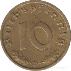 Монета. Германия. Третий Рейх. 10 рейхспфеннигов 1937 год. Монетный двор - Мюнхен (D).