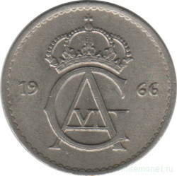 Монета. Швеция. 25 эре 1966 год.