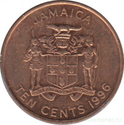 Монета. Ямайка. 10 центов 1996 год.