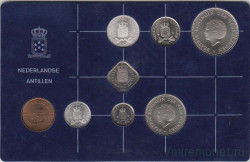Монета. Нидерландские Антильские острова. Набор разменных монет в буклете. 1985 год. С жетоном.