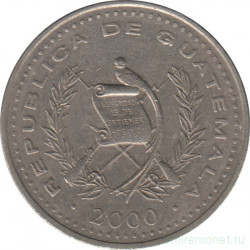 Монета. Гватемала. 25 сентаво 2000 год.