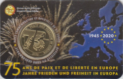 Монета. Бельгия. 2,5 евро 2020 год. 75 лет мира в Европе. Блистер, коинкарта.