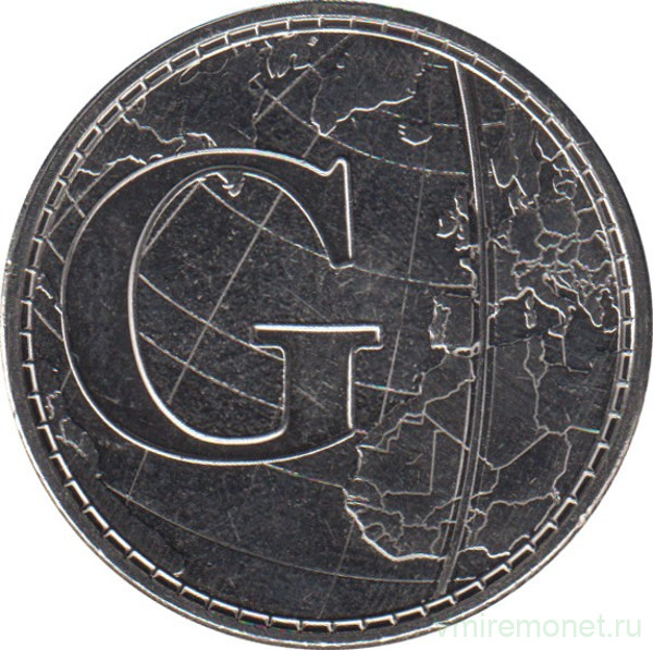 Монета. Великобритания. 10 пенсов 2019 год. Английский алфавит. Буква "G".