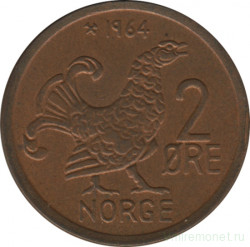 Монета. Норвегия. 2 эре 1964 год.