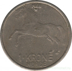Монета. Норвегия. 1 крона 1968 год.