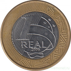 Монета. Бразилия. 1 реал 2006 год.
