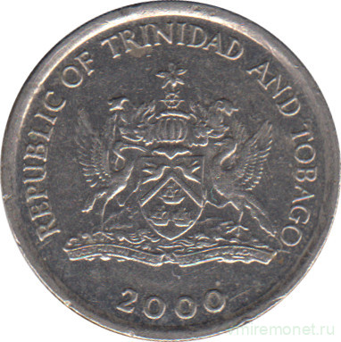 Монета. Тринидад и Тобаго. 10 центов 2000 год.