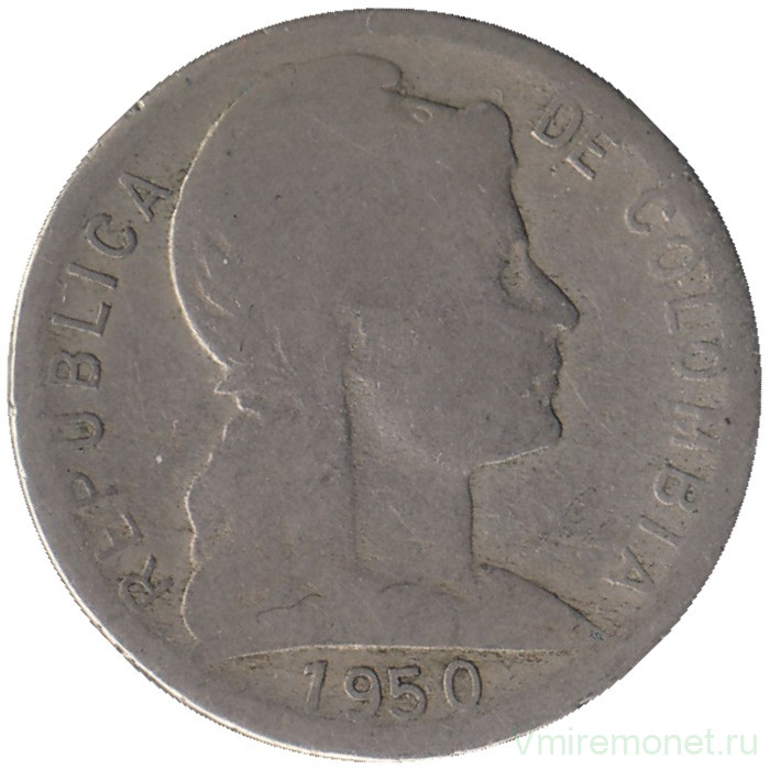 Монета. Колумбия. 5 сентаво 1950 год.