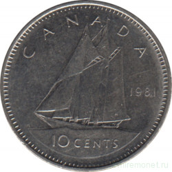 Монета. Канада. 10 центов 1981 год.